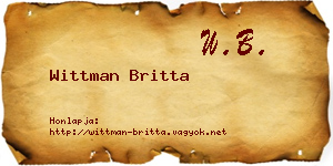 Wittman Britta névjegykártya